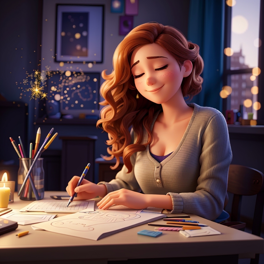 Young lady nurturing her soul through adult coloring.